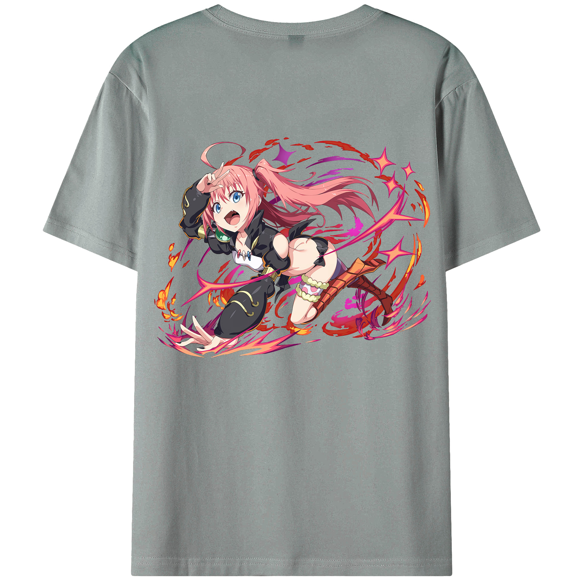 （画像用） 転スラ Regarding Reincarnated to Slime 綿100％ メンズ半袖Tシャツ（バックプリント） 通気性